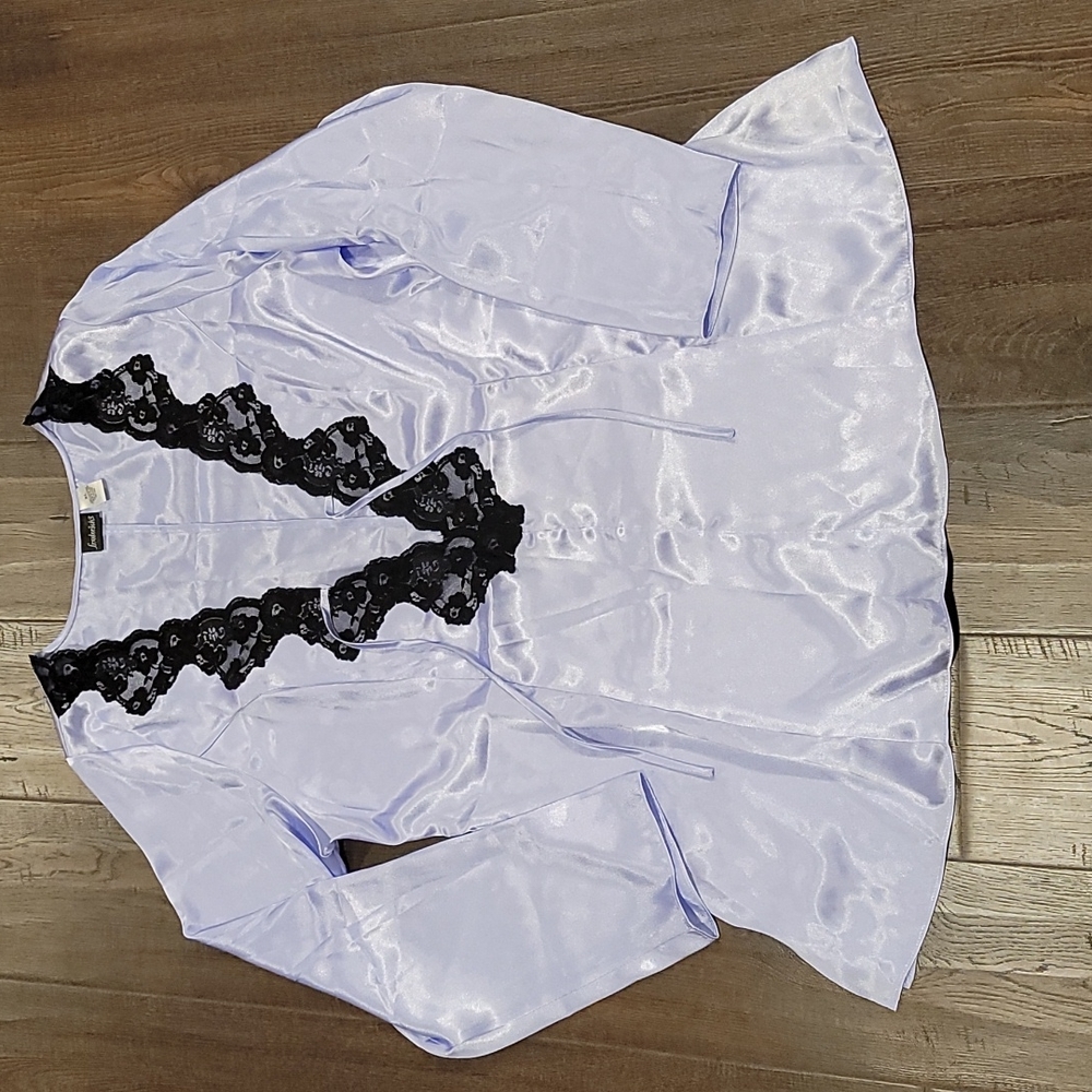 Sexy lilac open v-neck long sleeve chemis